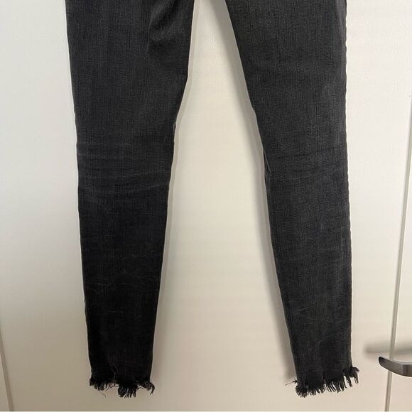 Madewell Jeans Women Sz 27T Black Charcoal 9" High Rise Skinny Button Font Denim - Picture 7 of 16